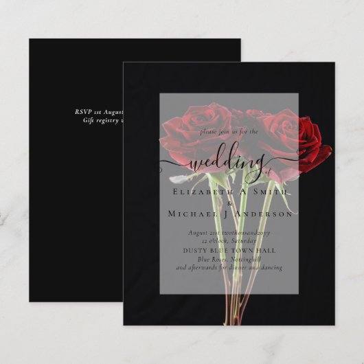 Gotische rode rozen gotisch huwelijksuitnodiging (Voorkant / Achterkant)