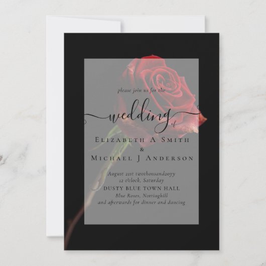 Gotische rode rozen gotische trouw uitnodiging (Voorkant)