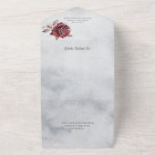 Gotische rode rozen met QR-code All In One Uitnodiging (Buitenkant)