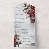 Gotische rode rozen met QR-code All In One Uitnodiging (Binnen)