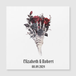 Gotische rode rozen skelet bruiloft