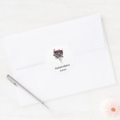 Gotische rode rozen skelet bruiloft ronde sticker (Envelop)
