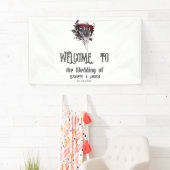 Gotische Rode Rozen Skelet Bruiloft  Spandoek (Insitu)