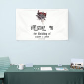 Gotische Rode Rozen Skelet Bruiloft  Spandoek (Beurs)