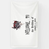Gotische Rode Rozen Skelet Bruiloft  Spandoek (Verticaal)