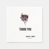 Gotische rode rozen skelet dank u servet (Voorkant)