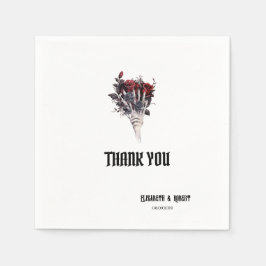 Gotische rode rozen skelet dank u servet