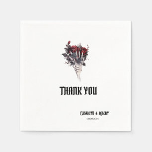 Gotische rode rozen skelet dank u servet