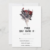 Gotische Rode Rozen Skelet RSVP Kaart (Voorkant)