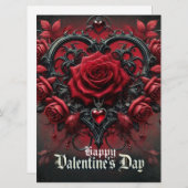 Gotische rode rozen Valentijnsdag Feestdagenkaart (Voorkant / Achterkant)