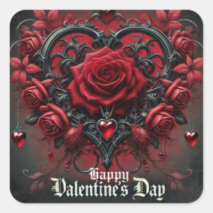 Gotische rode rozen Valentijnsdag Vierkante Sticker
