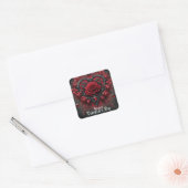 Gotische rode rozen Valentijnsdag Vierkante Sticker (Envelop)
