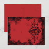 Gotische rode schedel briefkaart (Voorkant / Achterkant)