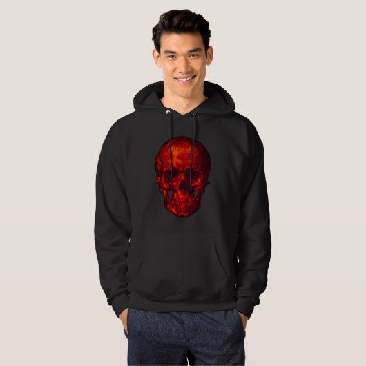 Gotische rode schedel hoodie (Voorkant volledig)