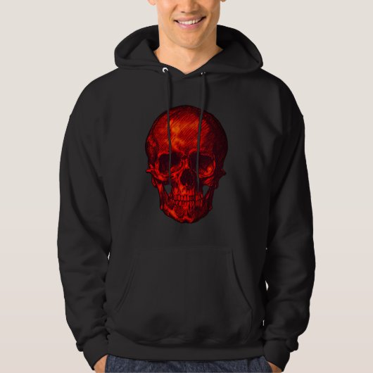 Gotische rode schedel hoodie (Voorkant)