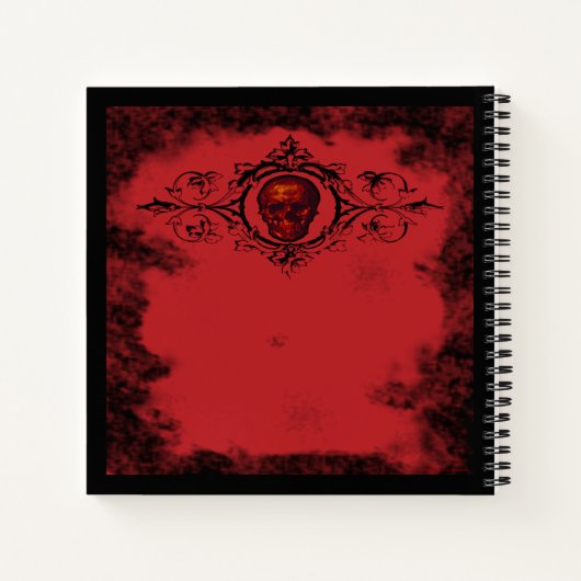 Gotische rode schedel notitieboek (Achterkant)