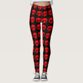 Gotische rode schedels op zwarte stijl Leggings (Voorkant)