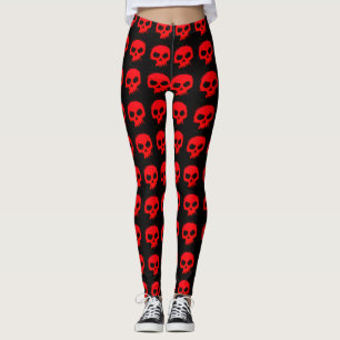 Gotische rode schedels op zwarte stijl Leggings