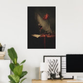 Gotische rode tulp wijnglas afdrukbaar stilleven poster (Thuiskantoor)
