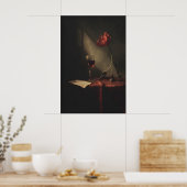 Gotische rode tulp wijnglas afdrukbaar stilleven poster (Keuken)