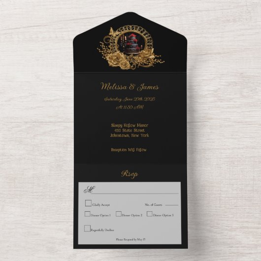 Gotische Romance All In One Uitnodiging (Binnen)