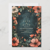 Gotische Romance Bloemen Huwelijk Save The Date (Voorkant)