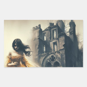 Gotische Romance Boek Hoesje Spooky Castle Horror Rechthoekige Sticker