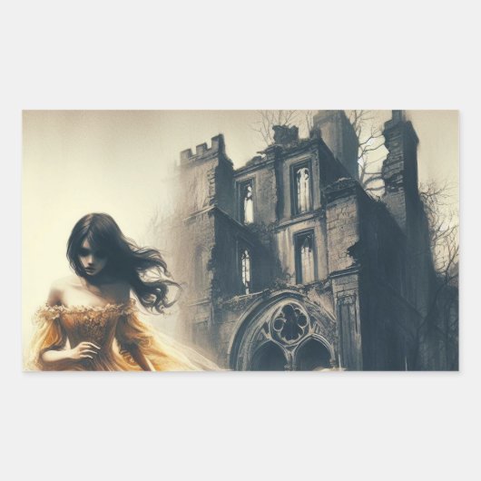 Gotische Romance Boek Hoesje Spooky Castle Horror Rechthoekige Sticker (Voorkant)