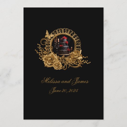 Gotische Romance Bruiloft Receptie Diner Menu (Achterkant)