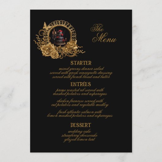 Gotische Romance Bruiloft Receptie Diner Menu (Voorkant)