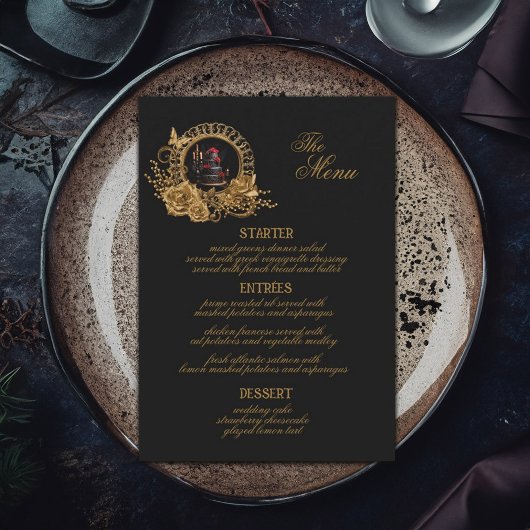 Gotische Romance Bruiloft Receptie Diner Menu