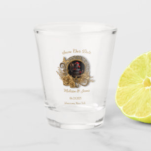 Gotische Romance Bruiloft Save the Date Shot Glass Glas