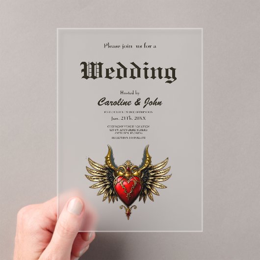 Gotische Romance, het hart van de passie. Acryl Uitnodigingen (Insitu (Draagbaar))