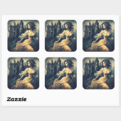 Gotische Romance Scène Spooky Castle Horror Vierkante Sticker (Vel)