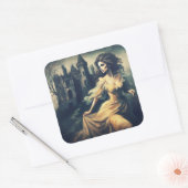 Gotische Romance Scène Spooky Castle Horror Vierkante Sticker (Envelop)
