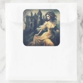 Gotische Romance Scène Spooky Castle Horror Vierkante Sticker (Tas)