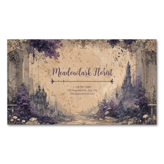 Gotische Romance Sprookjeskasteel ruïnes Magnetisch Visitekaartje (Voorkant)