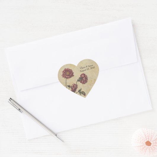 Gotische Romance trouwstickers – Donker & Elegant Hart Sticker (Envelop)