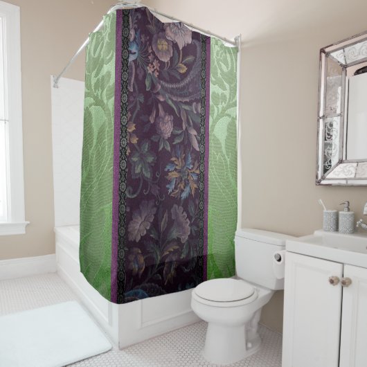 Gotische Romance: Victoriaans Elegantie Groen & Pa Douchegordijn (In situ)