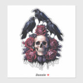 Gotische Romance: waar schedels, Rozen en raven bi Sticker (Vel)