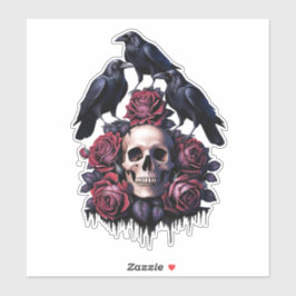 Gotische Romance: waar schedels, Rozen en raven bi Sticker