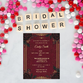 Gotische romantiek Burgundy & Zwarte Rozen Bruilof Kaart