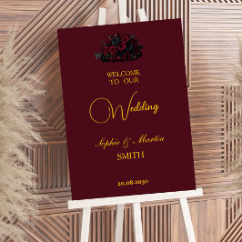 Gotische romantische bordeauxroze welkomstborden e poster