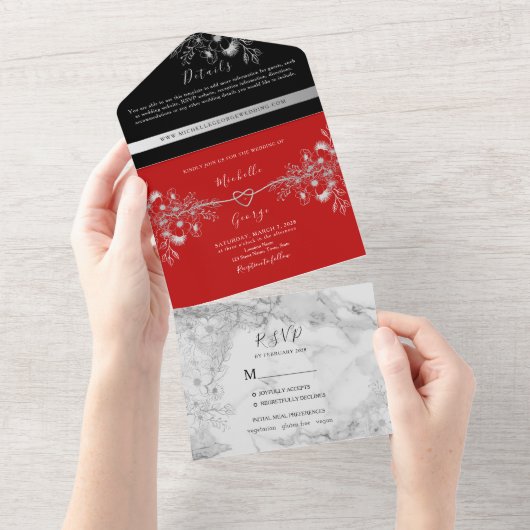 Gotische romantische bruiloft all in one uitnodiging (Afscheurbaar)