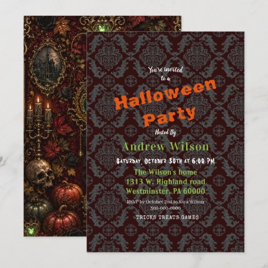 Gotische romantische Halloween Kaart (Voorkant / Achterkant)