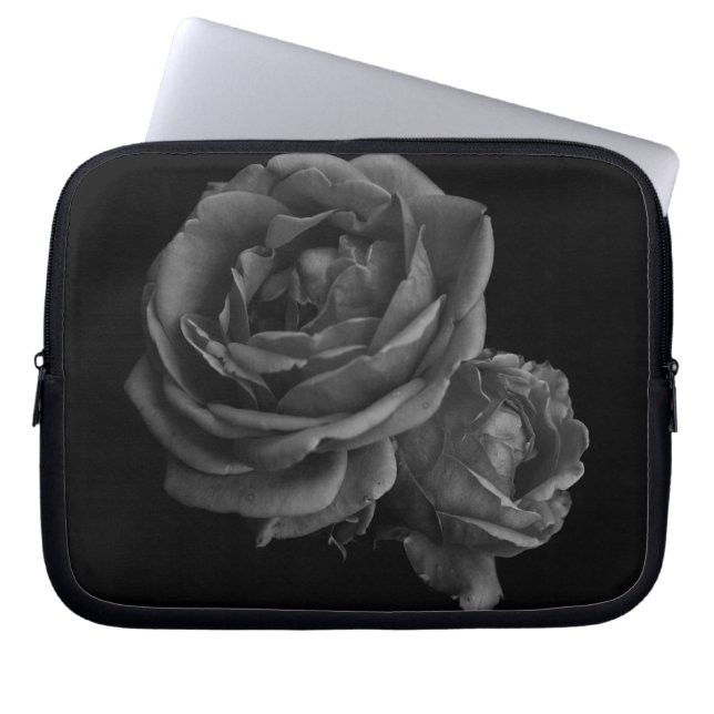 Gotische Romantische Zwarte Rozen Laptop Sleeve (Voorkant)