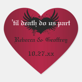 Gotische Rood en Zwart Gevleugeld Hart Bruiloft St Sticker