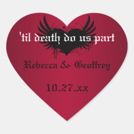 Gotische Rood en Zwart Gevleugeld Hart Bruiloft St Sticker