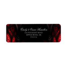 Gotische rood & zwart kathedraal retouradres etiket