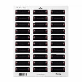 Gotische Rood Zwarte Bloem Spinnenweb Retouradres Etiket (Full Sheet)